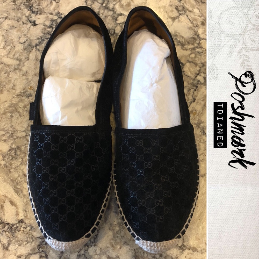 ♠️ Gucci Black Suede Flat Pilar GG Espadrille♠️